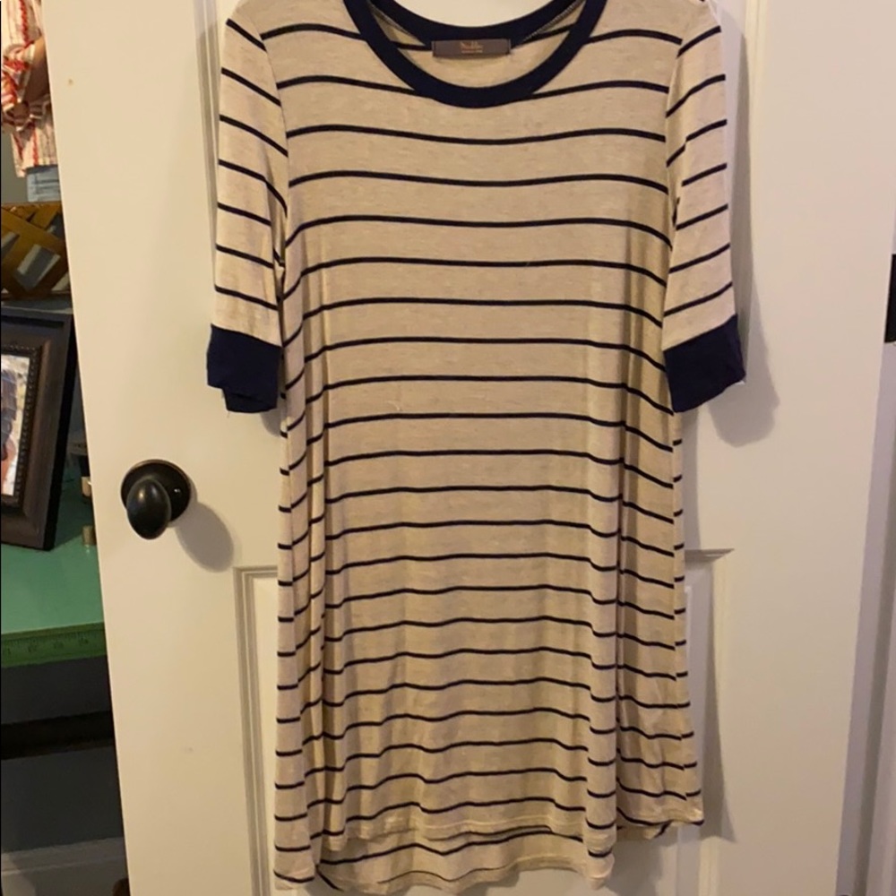Ivory and blue dress